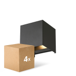 Voordeelpak 4x D'Lite LED Wandlamp Elingen Aluminium Zwart 4.9W 480lm - 830 Warm Wit | IP65