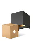 Voordeelpak 4x D'Lite LED Wandlamp Elingen Aluminium Zwart 4.9W 480lm - 830 Warm Wit | IP65